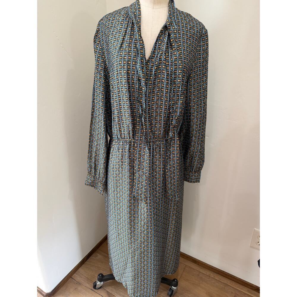 J. Mclaughlin Woman’s Sereno Alley Darden Dress Sz XL Brown Horsebit Preppy Maxi